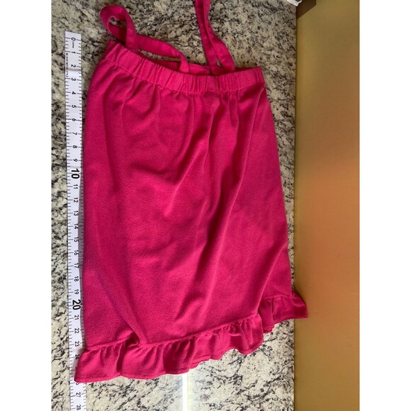 Jessica Simpson Women Swim Cover  L/XL Pink Ruffled Terry Cloth Beach Barbiecore - Picture 7 of 7